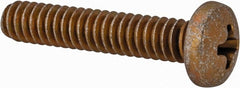 Made in USA - #10-24 UNC, 1" Length Under Head Phillips Drive Machine Screw - Pan Head, Grade 3 Steel, Yellow Cadmium-Plated Finish, Without Washer - Exact Tooling