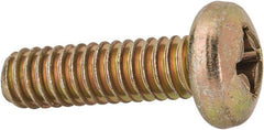 Made in USA - 1/4-20 UNC, 7/8" Length Under Head Phillips Drive Machine Screw - Pan Head, Grade 3 Steel, Yellow Cadmium-Plated Finish, Without Washer - Exact Tooling
