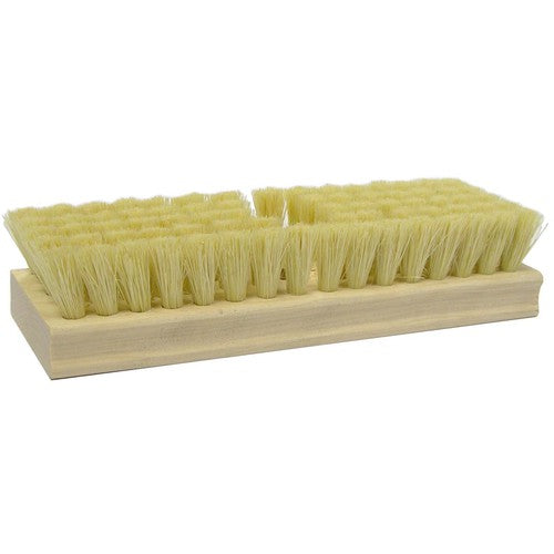 8″ Square End Scrub Brush, with Threaded Handle Hole, 1″ Trim, White Tampico Fill - Exact Tooling