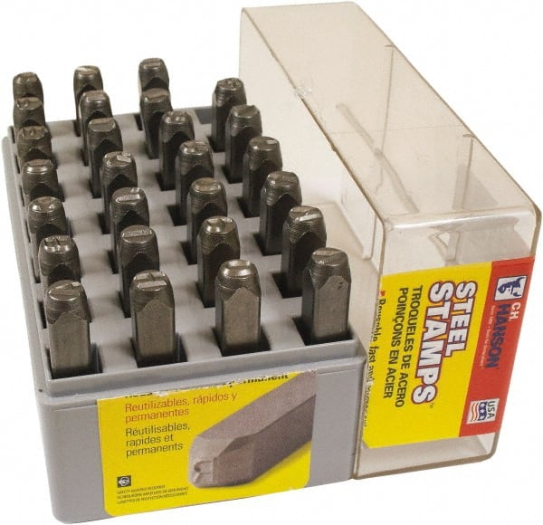C.H. Hanson - 27 Piece, 3/8" Character Steel Stamp Set - Letters, Reverse - Exact Tooling