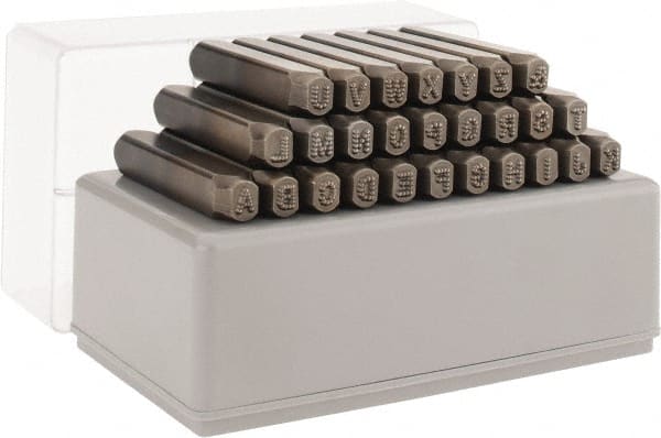C.H. Hanson - 27 Piece, 3/16" Character Steel Stamp Set - Letters, Standard - Exact Tooling
