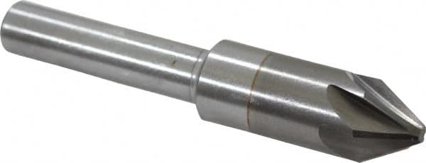 M.A. Ford - 3/8" Head Diam, 1/4" Shank Diam, 6 Flute 60° Solid Carbide Countersink - Bright Finish, 2" OAL, 0.09" Nose Diam, Single End, Straight Shank, Right Hand Cut - Exact Tooling