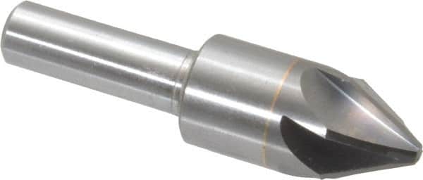M.A. Ford - 5/8" Head Diam, 3/8" Shank Diam, 6 Flute 60° Solid Carbide Countersink - Bright Finish, 2-3/8" OAL, 0.18" Nose Diam, Single End, Straight Shank, Right Hand Cut - Exact Tooling