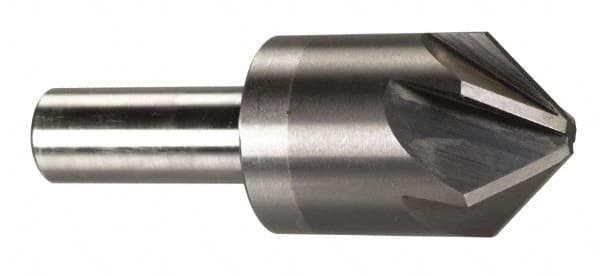 M.A. Ford - 1" Head Diam, 1/2" Shank Diam, 6 Flute 100° Solid Carbide Countersink - Bright Finish, 2-3/4" OAL, 1/4" Nose Diam, Single End, Straight Shank, Right Hand Cut - Exact Tooling