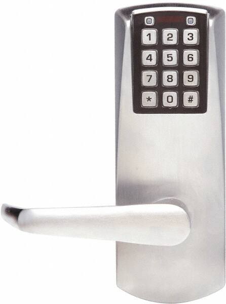 Kaba Access - Combination Entry Lever Lockset for 1-3/8 to 2-1/4" Thick Doors - 2-3/4" Back Set, Nonkey Override Cylinder, Satin Chrome Finish - Exact Tooling