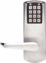 Kaba Access - Combination Entry Lever Lockset for 1-3/8 to 2-1/4" Thick Doors - 2-3/4" Back Set, Nonkey Override Cylinder, Satin Chrome Finish - Exact Tooling