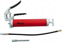 Proto - 3,600 Max psi, Flexible Pistol Grease Gun - 14 oz (Cartridge) & 16 oz (Bulk) Capacity, 1/8 Thread Outlet, 3-Way, Bulk, Cartridge & Filler Pump - Exact Tooling