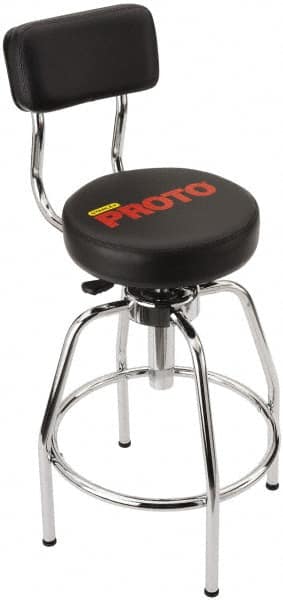 Proto - 14 Inch Wide x 3 Inch Deep x 44 Inch High, Circular Base, Heavy Duty Shop Stool - Vinyl Seat, Metal and Black - Exact Tooling
