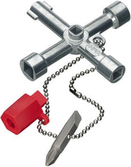 Knipex - 1 Piece Cabinet Key - 3 to 5mm Two-Way Key Bit Capacity, 5, 6, 8mm Square Capacity, 9mm Triangular Capacity - Exact Tooling