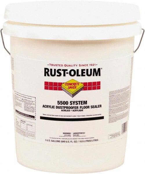 Rust-Oleum - 5 Gal Can Satin Clear Floor Coating - 150 to 300 Sq Ft/Gal Coverage, 37 g/L VOC Content - Exact Tooling