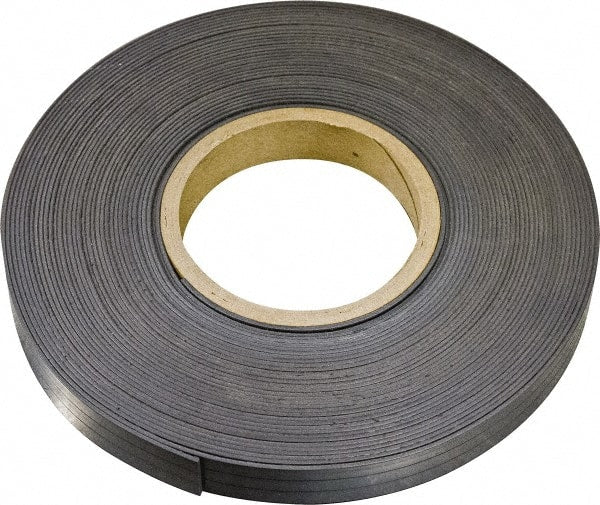 Mag-Mate - 600" Long x 3" Wide x 1/8" Thick Flexible Magnetic Strip - 42 Lb Max Pull Force, 24 Linear Ft/Lb Magnetic Pull Force, Plain Back, Dark Brown - Exact Tooling