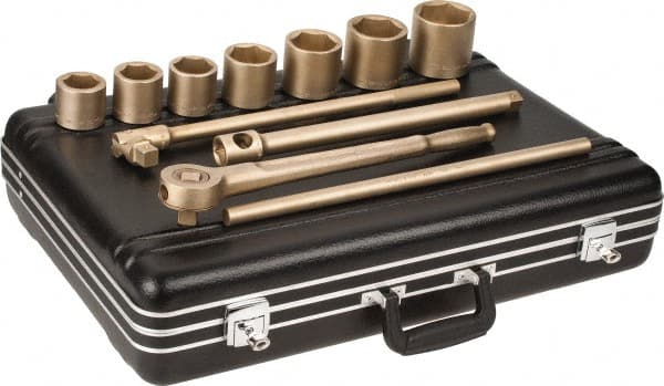 Ampco - 11 Piece 3/4" Drive Socket Set - 6 Points, 36mm to 60mm Range, Metric Measurement Standard - Exact Tooling