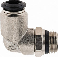 Alpha Technologies - 8mm Outside Diam, 1/4 Universal, Nickel Plated Brass Push-to-Connect Tube Male Swivel Elbow - 250 Max psi, Tube to Universal Thread Connection, Buna O-Ring - Exact Tooling