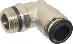 Alpha Technologies - 10mm Outside Diam, 3/8 Universal, Nickel Plated Brass Push-to-Connect Tube Male Swivel Elbow - 250 Max psi, Tube to Universal Thread Connection, Buna O-Ring - Exact Tooling