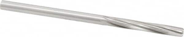 Made in USA - #5 High Speed Steel 6 Flute Chucking Reamer - Spiral Flute, 0.2055" Straight Shank, 1-1/4" Flute Length, 3-3/4" OAL - Exact Tooling