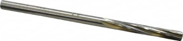Made in USA - #15 High Speed Steel 6 Flute Chucking Reamer - Spiral Flute, 0.18" Straight Shank, 1-1/8" Flute Length, 3-3/8" OAL - Exact Tooling