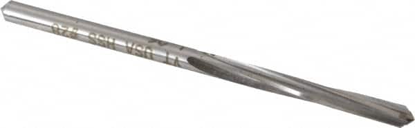 Made in USA - #28 High Speed Steel 4 Flute Chucking Reamer - Spiral Flute, 9/64" Straight Shank, 1" Flute Length, 2-7/8" OAL - Exact Tooling