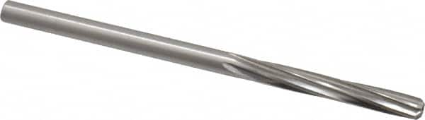 Made in USA - 0.1855" High Speed Steel 6 Flute Chucking Reamer - Spiral Flute, 0.1855" Straight Shank, 1-1/8" Flute Length, 3-1/2" OAL - Exact Tooling