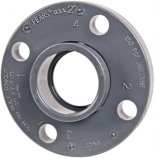 Value Collection - 2" Pipe, 6" OD, PVC Socket Pipe Flange - Schedule 80, Gray - Exact Tooling