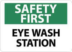 NMC - "Safety First - Eye Wash Station", 10" Long x 14" Wide, Rigid Plastic Safety Sign - Rectangle, 0.05" Thick, Use for First Aid - Exact Tooling