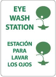 NMC - "Eye Wash Station", 14" Long x 10" Wide, Pressure-Sensitive Vinyl Safety Sign - Rectangle, 0.004" Thick, Use for First Aid - Exact Tooling