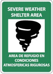 NMC - "Severe Weather Shelter Area", 14" Long x 10" Wide, Rigid Plastic Safety Sign - Rectangle, 0.05" Thick, Use for Accident Prevention - Exact Tooling