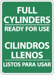 NMC - "Full Cylinders - Ready for Use", 14" Long x 10" Wide, Aluminum Safety Sign - Rectangle, 0.04" Thick, Use for Accident Prevention - Exact Tooling