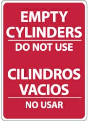 NMC - "Empty Cylinders - Do Not Use", 14" Long x 10" Wide, Rigid Plastic Safety Sign - Rectangle, 0.05" Thick, Use for Accident Prevention - Exact Tooling