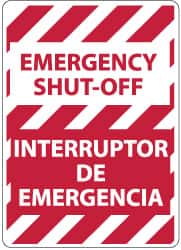 NMC - "Emergency Shut-Off", 14" Long x 10" Wide, Aluminum Safety Sign - Rectangle, 0.04" Thick, Use for Accident Prevention - Exact Tooling