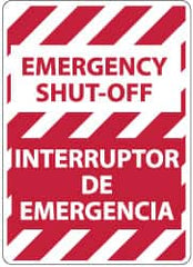 NMC - "Emergency Shut-Off", 14" Long x 10" Wide, Pressure-Sensitive Vinyl Safety Sign - Rectangle, 0.004" Thick, Use for Accident Prevention - Exact Tooling