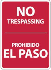 NMC - "No Trespassing", 14" Long x 10" Wide, Aluminum Safety Sign - Rectangle, 0.04" Thick, Use for Security & Admittance - Exact Tooling