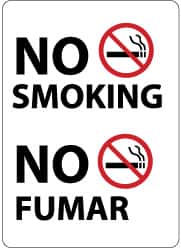 NMC - "No Smoking", 14" Long x 10" Wide, Pressure-Sensitive Vinyl Safety Sign - Rectangle, 0.004" Thick, Use for Smoking Regulations - Exact Tooling