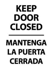 NMC - "Keep Door Closed", 14" Long x 10" Wide, Pressure-Sensitive Vinyl Safety Sign - Rectangle, 0.004" Thick, Use for Security & Admittance - Exact Tooling