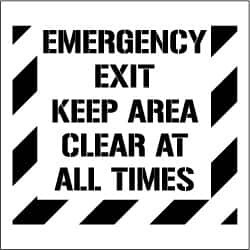 NMC - Emergency Exit - Keep Area Clear at All Times Stencil - 0.06 Inch Thick, Polyethylene, English - Exact Tooling