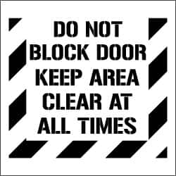 NMC - Do Not Block Door - Keep Area Clear at All Times Stencil - 0.06 Inch Thick, Polyethylene, English - Exact Tooling