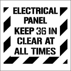 NMC - Electrical Panel - Keep 36 in Clear at All Times Stencil - 0.06 Inch Thick, Polyethylene, English - Exact Tooling
