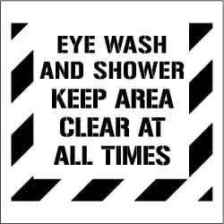 NMC - Eye Wash and Shower - Keep Area Clear at All Times Stencil - 0.06 Inch Thick, Polyethylene, English - Exact Tooling