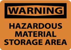 NMC - "Warning - Hazardous Material Storage Area", 7" Long x 10" Wide, Aluminum Safety Sign - Rectangle, 0.04" Thick, Use for Hazardous Materials - Exact Tooling