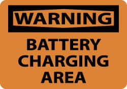 NMC - "Warning - Battery Charging Area", 7" Long x 10" Wide, Aluminum Safety Sign - Rectangle, 0.04" Thick, Use for Accident Prevention - Exact Tooling