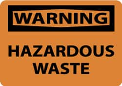 NMC - "Warning - Hazardous Waste", 10" Long x 14" Wide, Rigid Plastic Safety Sign - Rectangle, 0.05" Thick, Use for Hazardous Materials - Exact Tooling