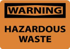 NMC - "Warning - Hazardous Waste", 7" Long x 10" Wide, Aluminum Safety Sign - Rectangle, 0.04" Thick, Use for Hazardous Materials - Exact Tooling