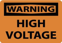 NMC - "Warning - High Voltage", 7" Long x 10" Wide, Aluminum Safety Sign - Rectangle, 0.04" Thick, Use for Accident Prevention - Exact Tooling