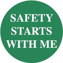 NMC - Safety Starts with Me, Hard Hat Label - White on Green, 2" Thick, For Accident Prevention - Exact Tooling
