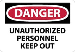NMC - "Danger - Unauthorized Personnel - Keep Out", 7" Long x 10" Wide, Aluminum Safety Sign - Rectangle, 0.04" Thick, Use for Security & Admittance - Exact Tooling