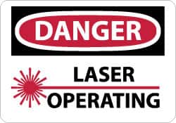 NMC - "Danger - Laser Operating", 7" Long x 10" Wide, Aluminum Safety Sign - Rectangle, 0.04" Thick, Use for Accident Prevention - Exact Tooling