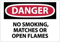 NMC - "Danger - No Smoking, Matches or Open Flames", 7" Long x 10" Wide, Aluminum Safety Sign - Rectangle, 0.04" Thick, Use for Accident Prevention - Exact Tooling