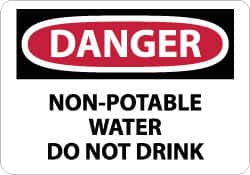 NMC - "Danger - Non-Potable Water - Do Not Drink", 10" Long x 14" Wide, Rigid Plastic Safety Sign - Rectangle, 0.05" Thick, Use for Accident Prevention - Exact Tooling