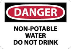 NMC - "Danger - Non-Potable Water - Do Not Drink", 10" Long x 14" Wide, Rigid Plastic Safety Sign - Rectangle, 0.05" Thick, Use for Accident Prevention - Exact Tooling