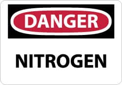 NMC - "Danger - Nitrogen", 10" Long x 14" Wide, Pressure-Sensitive Vinyl Safety Sign - Rectangle, 0.004" Thick, Use for Hazardous Materials - Exact Tooling