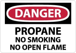 NMC - "Danger - Propane - No Smoking - No Open Flame", 7" Long x 10" Wide, Aluminum Safety Sign - Rectangle, 0.04" Thick, Use for Accident Prevention - Exact Tooling